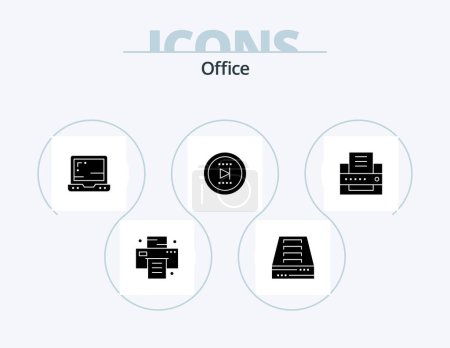 Téléchargez les illustrations : Office Glyph Icon Pack 5 Icon Design. . fax. office. printer. online - en licence libre de droit