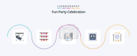 Téléchargez les illustrations : Party Flat 5 Icon Pack Including catering. letter. card. invitation. card - en licence libre de droit