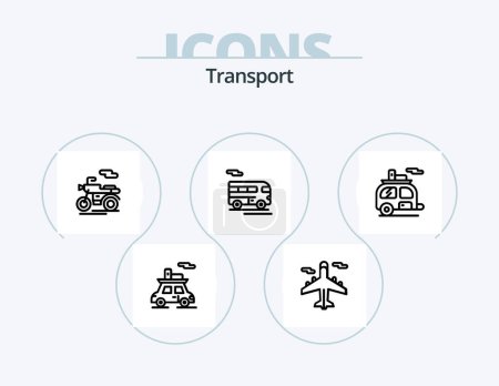 Ilustración de Transport Line Icon Pack 5 Icon Design. . travel. transport. transport. chair lift - Imagen libre de derechos