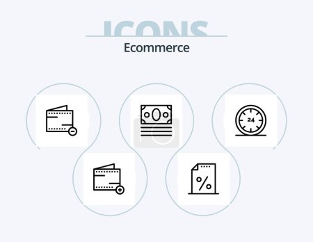 Téléchargez les illustrations : Ecommerce Line Icon Pack 5 Icon Design. online. e-commerce. wallet. discount. hide - en licence libre de droit