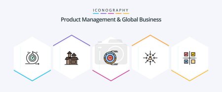 Illustration for Product Managment And Global Business 25 FilledLine icon pack including focus. choice. product. candidate. estimation - Royalty Free Image