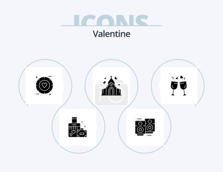 Ilustración de Valentine Glyph Icon Pack 5 Icon Design. signal. love. love wedding. day. valentine - Imagen libre de derechos