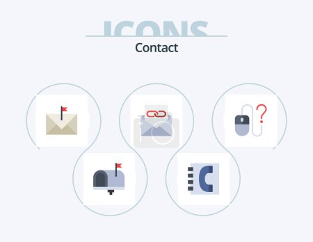 Illustration for Contact Flat Icon Pack 5 Icon Design. contact us. communication. contacts. flagged. email - Royalty Free Image
