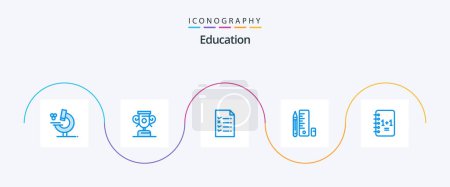 Illustration for Education Blue 5 Icon Pack Including . notepad +. education. notebook. scale - Royalty Free Image