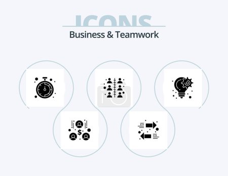 Ilustración de Business And Teamwork Glyph Icon Pack 5 Icon Design. project. idea. stopwatch. creative. work - Imagen libre de derechos