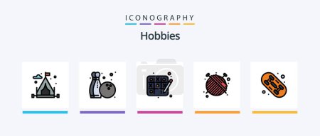 Illustration for Hobbies Line Filled 5 Icon Pack Including . hobby. hobbies. hobbies. hobbies. Creative Icons Design - Royalty Free Image