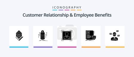 Ilustración de Customer Relationship And Employee Benefits Glyph 5 Icon Pack Including man. medical. user. sheild. document. Creative Icons Design - Imagen libre de derechos