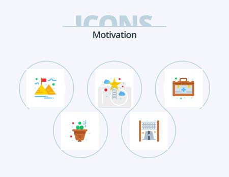 Illustration for Motivation Flat Icon Pack 5 Icon Design. . health. mountain. bag. success - Royalty Free Image
