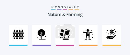Téléchargez les illustrations : Nature And Farming Glyph 5 Icon Pack Including farming. scarecrow. grow. rural. character. Creative Icons Design - en licence libre de droit