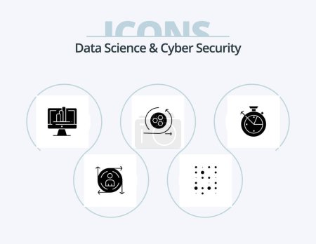 Illustration for Data Science And Cyber Security Glyph Icon Pack 5 Icon Design. time. scince. computer. modeling. modeling - Royalty Free Image