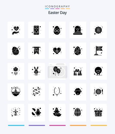 Illustration for Creative Easter 25 Glyph Solid Black icon pack  Such As wreath. tomb. cross. grave. egg - Royalty Free Image
