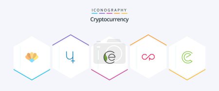 Illustration for Cryptocurrency 25 Flat icon pack including coin. crypto currency. earth coin. crypto. counterparty - Royalty Free Image