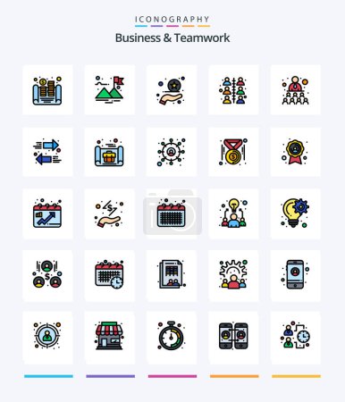 Ilustración de Creative Business And Teamwork 25 Line FIlled icon pack  Such As business. arrows. rate. arrow. team - Imagen libre de derechos