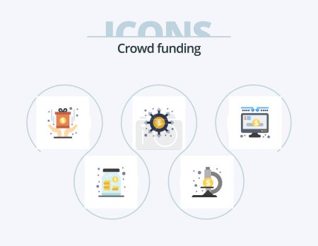Téléchargez les illustrations : Crowdfunding Flat Icon Pack 5 Icon Design. donation. wormhole. medal. portal. black hole - en licence libre de droit
