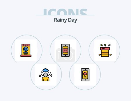 Illustration for Rainy Line Filled Icon Pack 5 Icon Design. rain. temperature. temperature. rainy. machine - Royalty Free Image