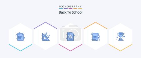 Illustration for Back To School 25 Blue icon pack including school. star. a. diploma. back to school - Royalty Free Image
