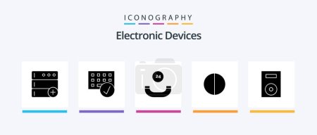 Ilustración de Devices Glyph 5 Icon Pack Including technology. electronics. all time. devices. digital. Creative Icons Design - Imagen libre de derechos