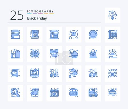 Ilustración de Black Friday 25 Blue Color icon pack including shirt. promote. sale. clothing. shop - Imagen libre de derechos