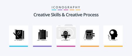 Ilustración de Creative Skills And Creative Process Glyph 5 Icon Pack Including accounting. list. scale. bulb. Creative Icons Design - Imagen libre de derechos