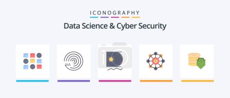 Illustration for Data Science And Cyber Security Flat 5 Icon Pack Including dollar. scince. data. machine learning. learning. Creative Icons Design - Royalty Free Image