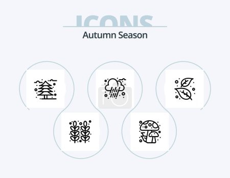 Ilustración de Autumn Line Icon Pack 5 Icon Design. fall. thanksgiving. autumn. sunflower. autumn - Imagen libre de derechos