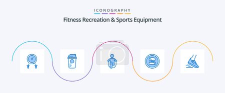 Ilustración de Fitness Recreation And Sports Equipment Blue 5 Icon Pack Including diet. ban. sports. skipping. jumping - Imagen libre de derechos