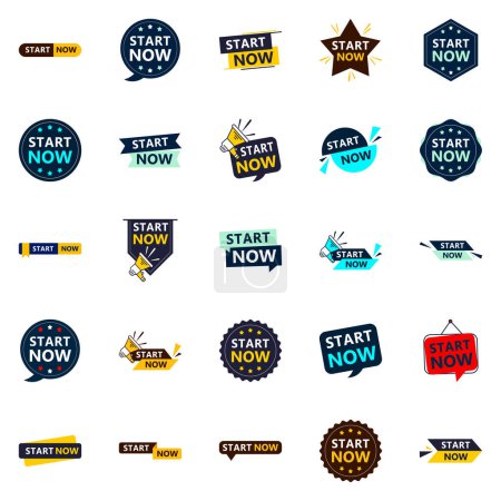 Téléchargez les illustrations : Start Now 25 Eye catching Typographic Banners for promoting starting - en licence libre de droit