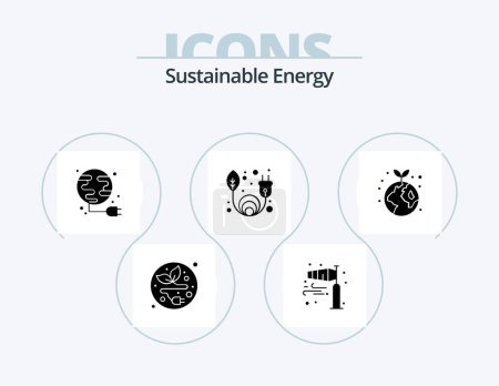 Illustration for Sustainable Energy Glyph Icon Pack 5 Icon Design. global. earth. energy. renewable. clean energy - Royalty Free Image
