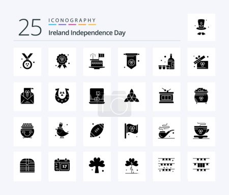 Illustration for Ireland Independence Day 25 Solid Glyph icon pack including envelope. ireland. ireland. box. ireland - Royalty Free Image