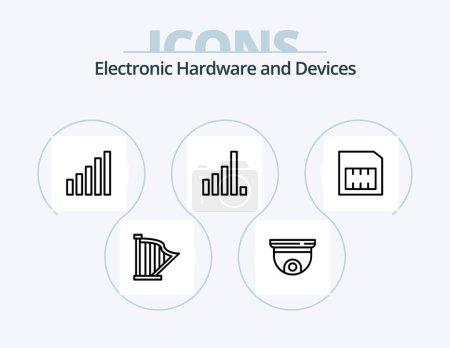 Ilustración de Devices Line Icon Pack 5 Icon Design. deny. server. device. search. signal - Imagen libre de derechos