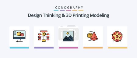Ilustración de Design Thinking And D Printing Modeling Line Filled 5 Icon Pack Including minus. document. internet. cons. computing. Creative Icons Design - Imagen libre de derechos