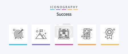 Illustration for Sucess Line 5 Icon Pack Including tick mark. checked. timer. ok. cogwheel. Creative Icons Design - Royalty Free Image
