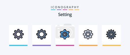 Téléchargez les illustrations : Setting Line Filled 5 Icon Pack Including . gears. cogs. gear. setting. Creative Icons Design - en licence libre de droit