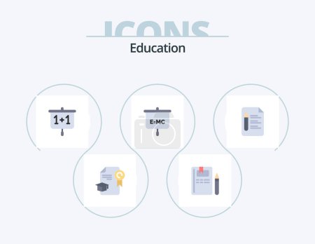 Téléchargez les illustrations : Education Flat Icon Pack 5 Icon Design. text. school. chart. presentation. formula - en licence libre de droit