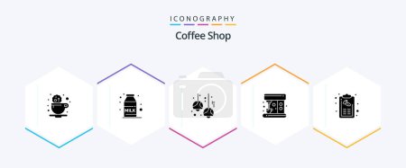 Illustration for Coffee Shop 25 Glyph icon pack including hand. bill. cafe. maker. coffee - Royalty Free Image