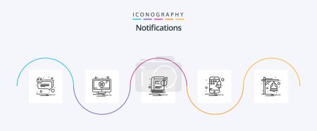Illustration for Notifications Line 5 Icon Pack Including notification. alarm. book. smartphone. mobile - Royalty Free Image