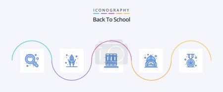 Ilustración de Back To School Blue 5 Icon Pack Including . education. education. badge. back bag - Imagen libre de derechos