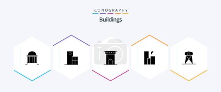 Ilustración de Buildings 25 Glyph icon pack including moon. city. modern. monument. column - Imagen libre de derechos