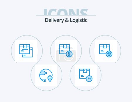 Ilustración de Delivery And Logistic Blue Icon Pack 5 Icon Design. delivery. attention. shipping. product. goods - Imagen libre de derechos