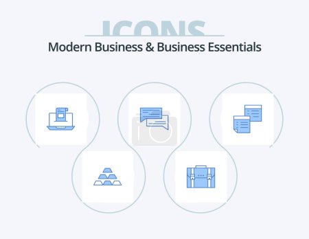 Ilustración de Modern Business And Business Essentials Blue Icon Pack 5 Icon Design. envelope. communication. business. email. portfolio - Imagen libre de derechos
