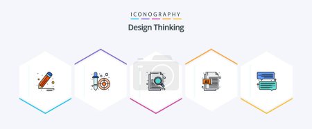 Téléchargez les illustrations : Design Thinking 25 FilledLine icon pack including . message. file. communication. file - en licence libre de droit