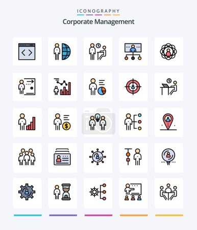 Illustration for Creative Corporate Management 25 Line FIlled icon pack  Such As management. hierarchy. staff. business. people - Royalty Free Image