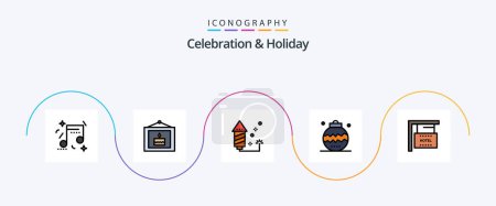 Ilustración de Celebration and Holiday Line Filled Flat 5 Icon Pack Including board. holiday. celebration. event. celebration - Imagen libre de derechos