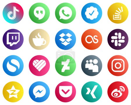 Illustration for 20 Popular Social Media Icons such as lastfm. stockoverflow. streaming and twitch icons. Elegant and minimalist - Royalty Free Image
