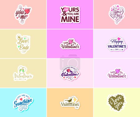 Ilustración de Celebrating Love on Valentine's Day with Stunning Design Stickers - Imagen libre de derechos