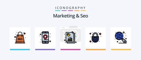 Ilustración de Marketing And Seo Line Filled 5 Icon Pack Including eye. marketing. book. idea. seo. Creative Icons Design - Imagen libre de derechos
