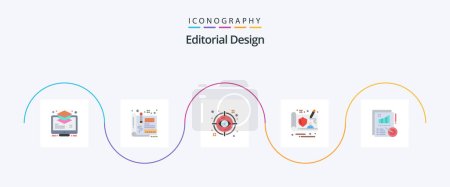 Illustration for Editorial Design Flat 5 Icon Pack Including gdpr. controller. sketch. view. look - Royalty Free Image