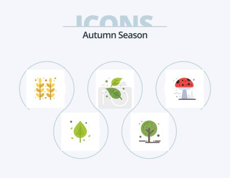 Téléchargez les illustrations : Autumn Flat Icon Pack 5 Icon Design. nature. autumn. tree. ash. thanksgiving - en licence libre de droit