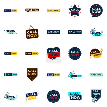 Ilustración de 25 Professional Typographic Elements for a polished calling message Call Now - Imagen libre de derechos