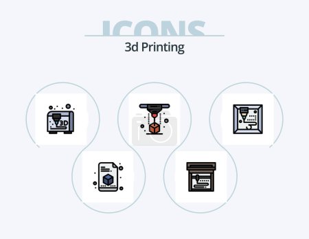 Ilustración de 3d Printing Line Filled Icon Pack 5 Icon Design. printer. scanner. 3d. printing. d - Imagen libre de derechos
